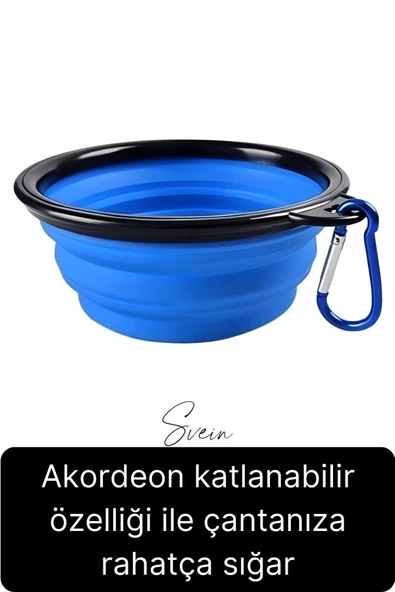 Taşınabilir Katlanabilir Seyahat Tipi Çok Amaçlı Kedi Köpek Mama Su Kabı Silikon Evcil Hayvan - 2