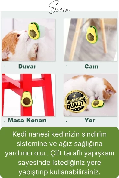 Doğal Avokado Kedi Nanesi Otu Topu Oyuncağı Yapışkanlı Yalama Sakinleştirici Catnip Yenilebilir Çimi - 2