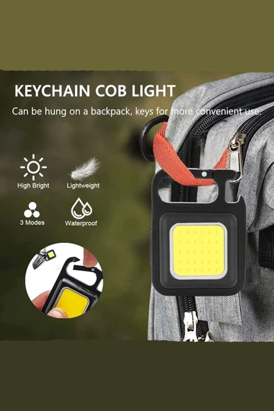 Premium Mini LED Anahtarlık 1000 Lümen El Feneri Usb Şarjlı Taşınabilir Metal Kamp Seyahat İçin - 3