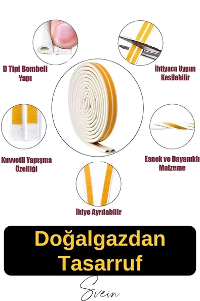Pvc Doğrama Pencere Fitili İzolasyon Bandı Kendinden Yapışkanlı Beyaz Kauçuk Yalıtım Bant 2x10=20 Mt - 3