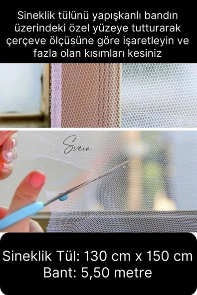 Pratik Tüm Cam Pencere Kapılara Uyumlu Çift Kanat Yırtılmaz Dayanıklı Kendinden Yapışkanlı Sineklik - 4