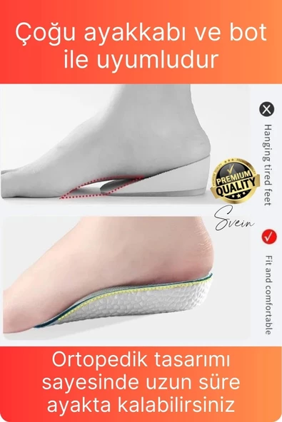 2,5 cm Boy Uzatıcı Tabanlık Gizli Topuk Yükseltici Ortopedik Rahat Konforlu Uzatan Unisex Eva Köpük - 2