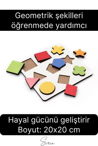 Eğitici Öğretici Ahşap Renkli Geometrik Şekil Yerleştirme Birleştirme Oyuncağı 9'lu Okul Öncesi - 2