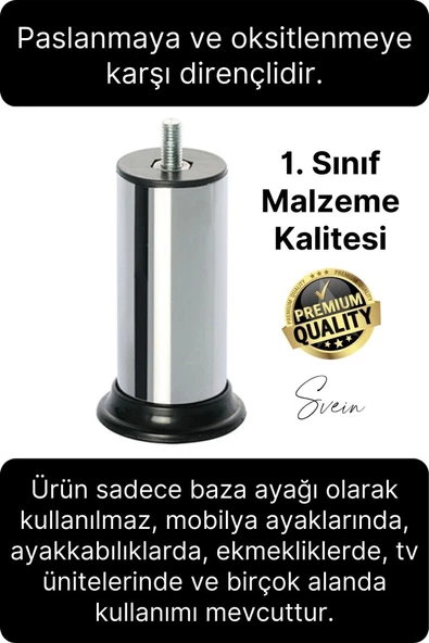 4 Adet 1. Sınıf A Kalite Krom M8 İnce Vida Baza Koltuk Kanepe Destek Ayağı Mobilya Tv Ünitesi Sehpa - 2