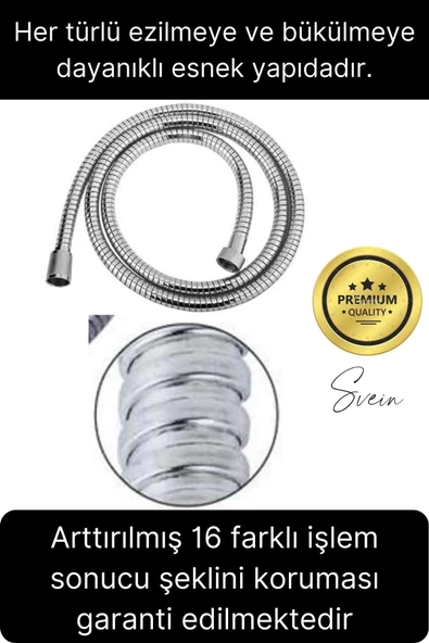 Premium Paslanmaz Krom Patlamaz Kopmaz Tüm Duş Sistemleriyle Uyumlu Uzayan Spiral Hortum Örgü 2 mt - 2