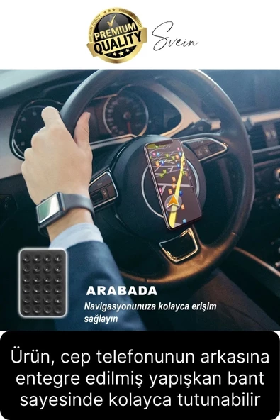 Vantuzlu Pratik Otomobil Araba Torpido Cep Telefonu Sabitleme Pedi Tutucu Güçlü Sağlam Motosiklet - 2