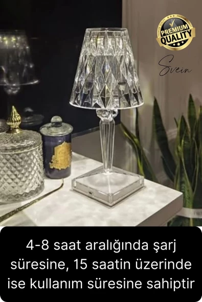 Premium Dimli 3 Işık Renkli Şarjlı Masa Lambası Led Abajur Dokunmatik Lambader Beyaz Günışığı - 4