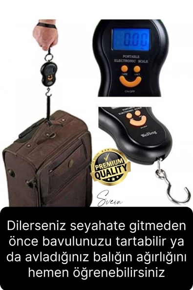 Premium Elektronik Çengelli Tartı El Kantarı Askı Mini Taşınabilir Terazi 40 kg Bagaj Ağırlık Ölçme - 3