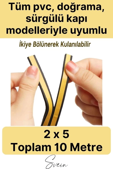 Premium Kapı Pencere Soğuk Toz Sızdırmaz İzolasyon Fitili Kendinden Yapışkanlı Isı Yalıtım 2x5=10 mt - 2