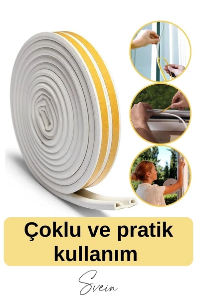 Premium Kapı Pencere Soğuk Toz Sızdırmaz İzolasyon Fitili Kendinden Yapışkanlı Isı Yalıtım 2x5=10 mt - 4