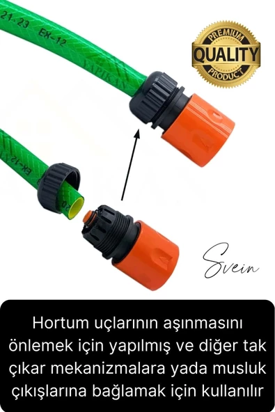 3'lü Hortum Musluk Bağlantı Seti 1/2” - 3/4” Otomatik Kopmaz Çıkmaz Kırılmaz Dayanıklı Bahçe Sulama - 2
