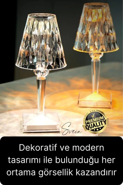 Premium Dimli 3 Işık Renkli Şarjlı Masa Lambası Led Abajur Dokunmatik Lambader Beyaz Günışığı - 2