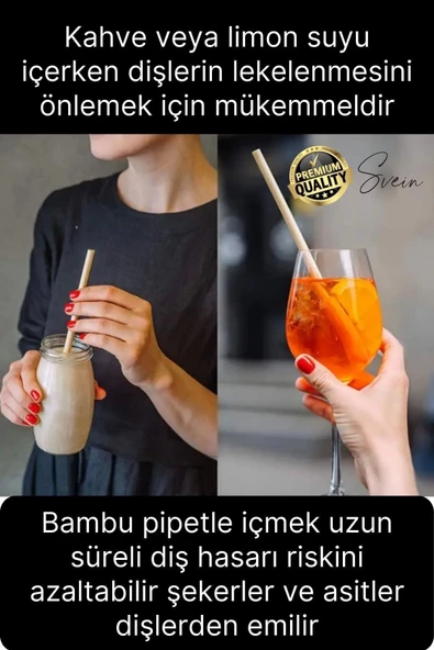 Özel Üretim Bambu 4 Adet Doğal Sağlıklı Yeniden Kullanılabilir Yıkanabilir Çevre Dostu Pipet Kamış - 5