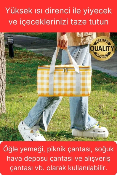 Premium Soğuk Sıcak Termal Piknik Kamp Çantası Yemek Taşıma Yalıtımlı Piknik Termos Buz Aküsü Hediye - 3