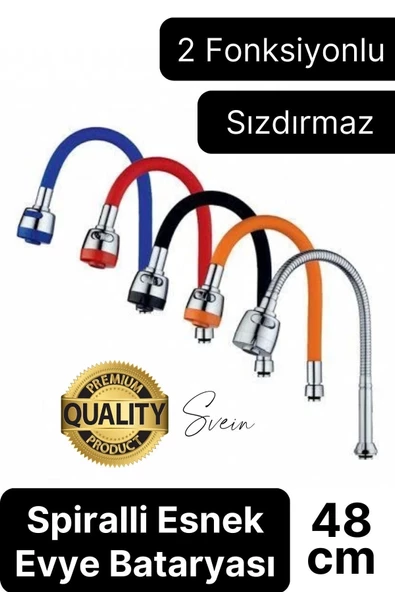 Premium Esnek Spiralli Akrobat Fonksiyonel Batarya Lavabo Musluk Borusu Evye Ayarlanabilir Kademeli ürün görseli 1