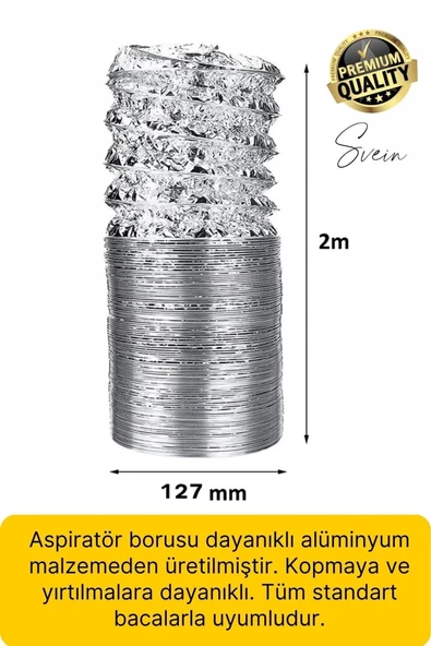 2'li Premium Yırtılmaz Yanmaz Ankastre Aspiratör Davlumbaz Havalandırma Borusu Alüminyum Folyo Bant - 2