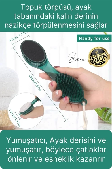 Premium Ayak Topuk Bakım Aleti Çok Fonksiyonlu Fırçalı Set Topuk Taşı Törpü Rende Kum Ponza Taşı - 3