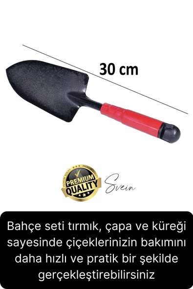 Premium 3'lü Bahçe Seti Kürek Çapa Tırmık Meyve Sebze Bitki Ekim El Aleti Bağ Tarım Aracı Ekipmanı - 2