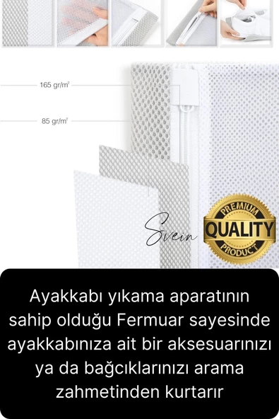 Premium Fermuarlı Ayakkabı Yıkama Filesi Sandalet Terlik Çamaşır Çorap Torbası Yırtılmaz Dayanıklı - 4