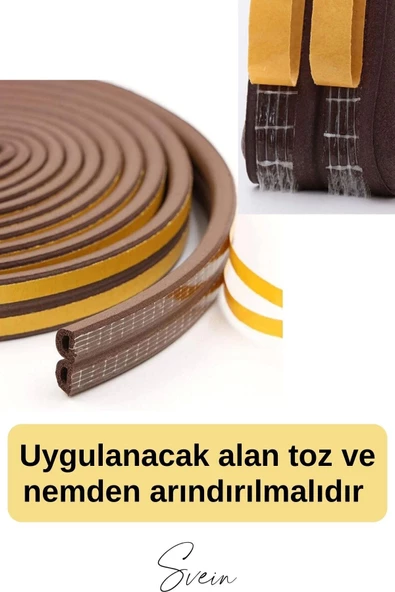 Premium Kapı Pencere Soğuk Toz Sızdırmaz İzolasyon Fitili Kendinden Yapışkanlı Isı Yalıtım 2x5=10 mt - 5
