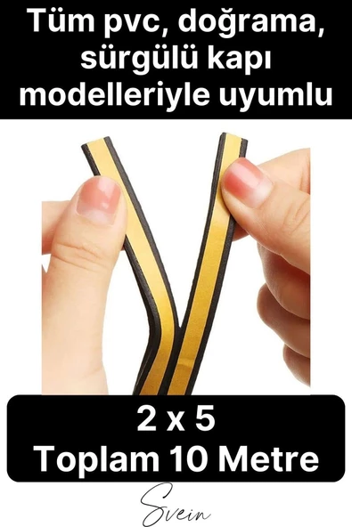 Premium Kapı Pencere Soğuk Toz Geçirmez İzolasyon Fitili Kendinden Yapışkanlı Isı Yalıtım 2x5=10 mt - 2