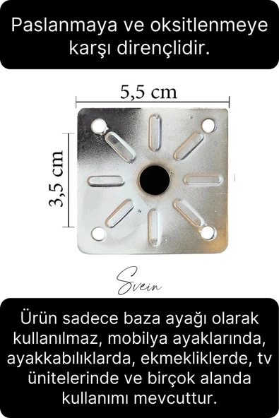 12 Adet 1. Sınıf A Kalite Krom Tablalı Ayarlanabilir Baza Koltuk Kanepe Ayağı Mobilya Tv Ünitesi - 2