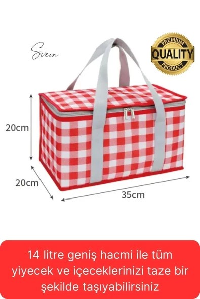 Premium Soğuk Sıcak Termal Piknik Kamp Çantası Yemek Taşıma Yalıtımlı Piknik Termos Buz Aküsü Hediye - 4
