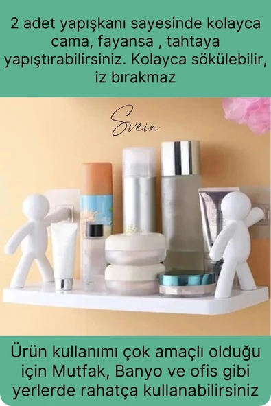 Sevimli İnsan Motifli Banyo Mutfak Ofis Baharat Raf Modern Organizer Düzenleyici Çöp Adam Çok Amaçlı - 2