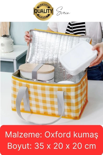Premium Soğuk Sıcak Termal Piknik Kamp Çantası Yemek Taşıma Yalıtımlı Piknik Termos Buz Aküsü Hediye - 6