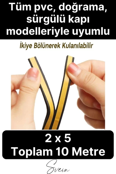 Premium Kapı Pencere Soğuk Toz Geçirmez İzolasyon Fitili Kendinden Yapışkanlı Isı Yalıtım 2x5=10 mt - 2