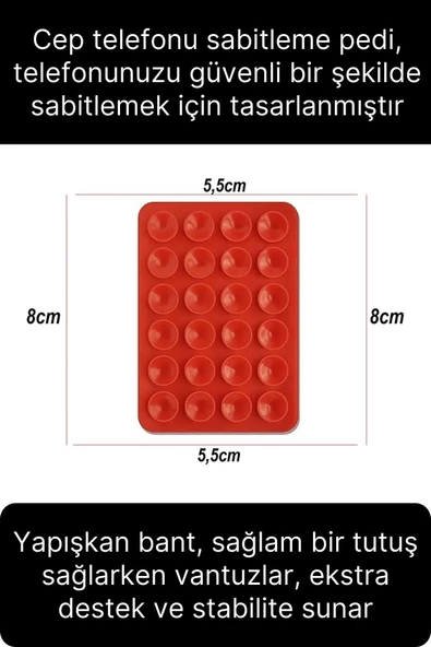 Vantuzlu Pratik Otomobil Araba Torpido Cep Telefonu Sabitleme Pedi Tutucu Güçlü Sağlam Motosiklet - 5