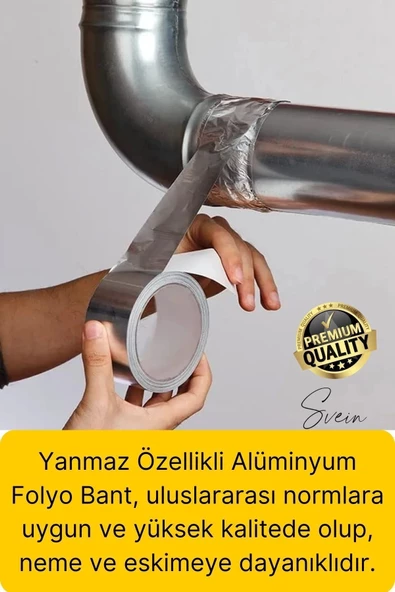2'li Premium Yırtılmaz Yanmaz Ankastre Aspiratör Davlumbaz Havalandırma Borusu Alüminyum Folyo Bant - 4