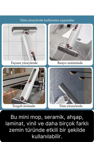 Premium Mini Kelebek Mop Portatif Temizlik Seti Pratik Cam Yüzey Silme Aparatı Taşınabilir Küçük - 4