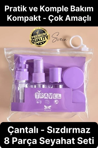 Deluxe 8 Parça Seyahat Banyo Seti Temizlik Şampuan Şişesi Sızdırmaz Çok Amaçlı Doldurulabilir Krem ürün görseli 1