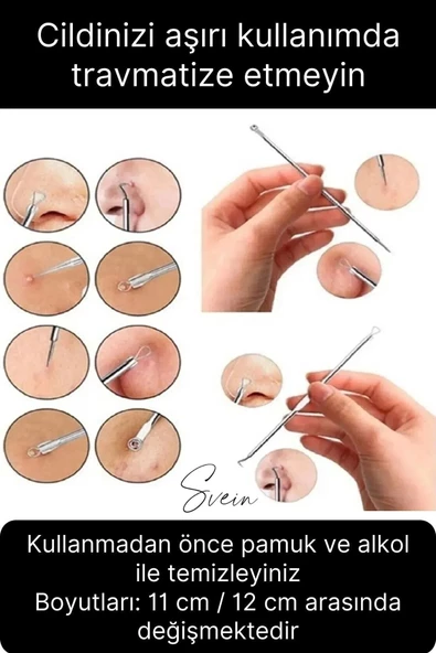 Siyah Nokta Akne Temizleyici Giderici Çıkarıcı Komedon 4'lü Set Kutulu Yağ bezesi Sivilce İğnesi - 4
