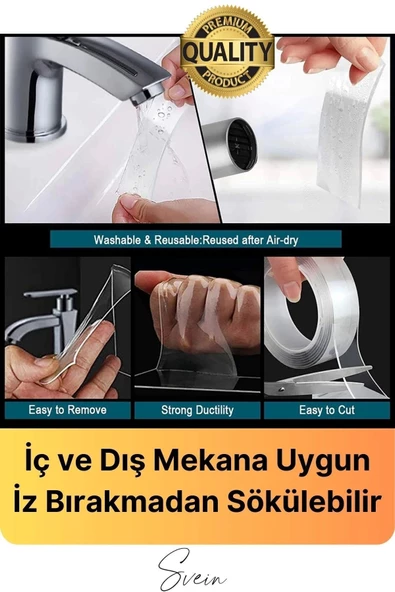 Premium Ekstra Güçlü Sızdırmaz Su Geçirmez Mutfak Lavabo Kenar Tamir Bandı Sakız Bant Çift Taraflı - 4