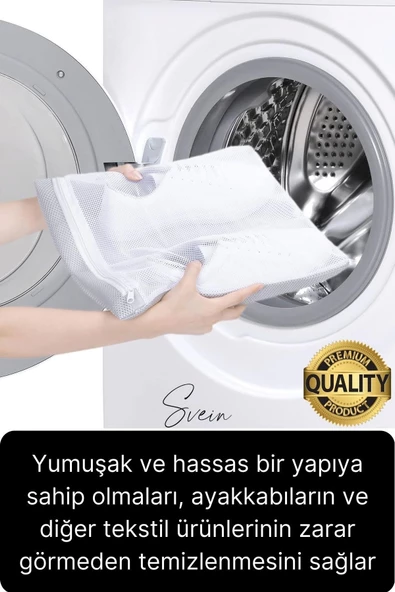 Premium Fermuarlı Ayakkabı Yıkama Filesi Sandalet Terlik Çamaşır Çorap Torbası Yırtılmaz Dayanıklı - 3