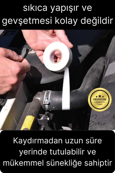2 Ad. Premium Kalite 20 Mt Kablo Yalıtım PVC Elektrik Bandı Dayanıklı Sızdırmaz Koruma Bant Beyaz - Resim 3
