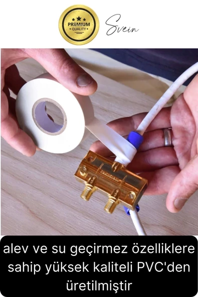 2 Ad. Premium Kalite 20 Mt Kablo Yalıtım PVC Elektrik Bandı Dayanıklı Sızdırmaz Koruma Bant Beyaz - Resim 2