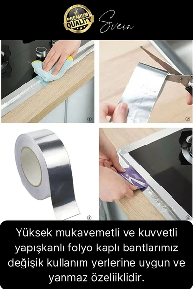 2'li Premium Yırtılmaz Kopmaz Ankastre Aspiratör Davlumbaz Havalandırma Borusu Alüminyum Folyo Bant - 5