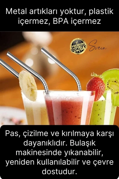 2 Adet Paslanmaz Çelik Pipet Yeniden Kullanılabilir Metal Temizleme Fırçası Meşrubat İçecek - 2