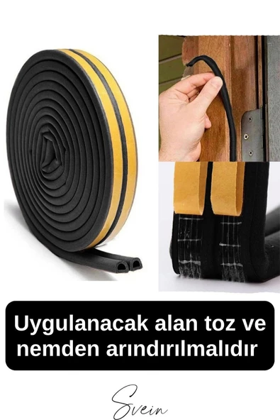 Premium Kapı Pencere Soğuk Toz Geçirmez İzolasyon Fitili Kendinden Yapışkanlı Isı Yalıtım 2x5=10 mt - 5