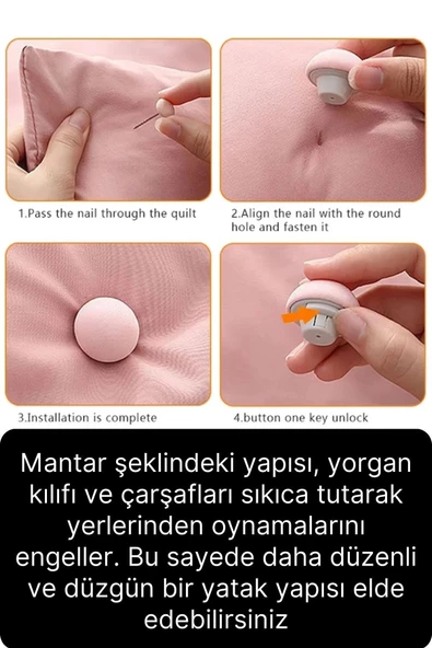 8 Adet Mantar Model Yorgan Çarşaf Tutucu Sabitleyici Kaydırmaz Nevresim Düzenleyici Klips Çengel - 4
