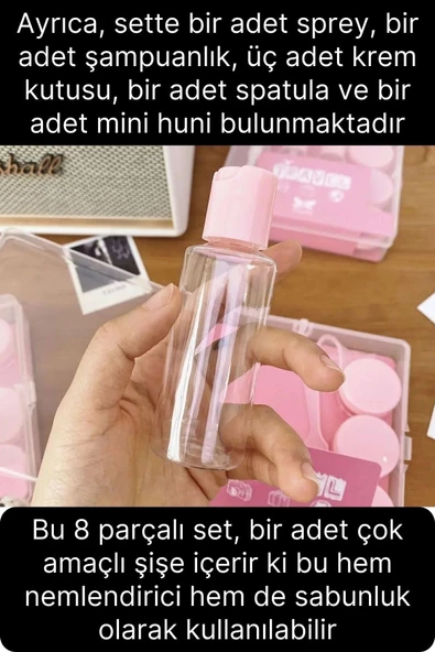 Deluxe 8 Parça Seyahat Banyo Seti Temizlik Şampuan Şişesi Sızdırmaz Çok Amaçlı Doldurulabilir Krem - 5