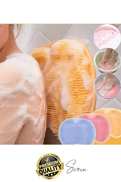 Vantuzlu Silikon Banyo Duş Fırçası Ayak Masaj Pedi Sırt Kesesi Vücut Yıkama Lifi Renkli Peeling - 5