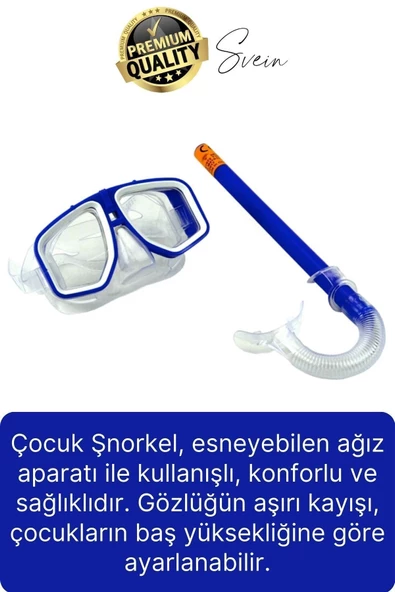 Premium Çocuk Dalış Gözlüğü Ve Şnorkel Set Vakumlu Ayarlanabilir Güvenli Su Sızdırmaz Deniz Havuz - 3