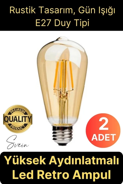 2 Adet Vintage Spiral Filament Rustik Retro Akkor LED Ampul Yüksek Işıklandırma Lamba Gün Işığı E27