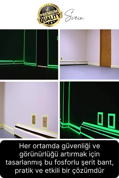 Karanlıkta Parlayan Yansıyan Fosforlu Şerit Bant 3 Metre Kendinden Yapışkanlı Reflektör Işık Veren - 2