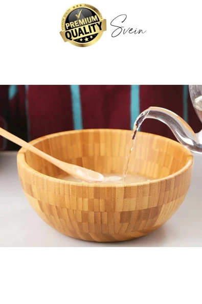 Özel Üretim 20 cm Bambu Kase Doğal Sağlıklı Makarna Salata Meyve Yemek Tabağı Servis Ahşap Çerezlik - 5