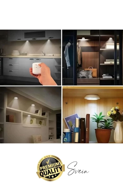 Kablosuz Uzaktan Kumandalı Beyaz 3lü Led Okuma Işık Gece Lambası Mutfak Dolap Koridor Pilli Dolapiçi - 3